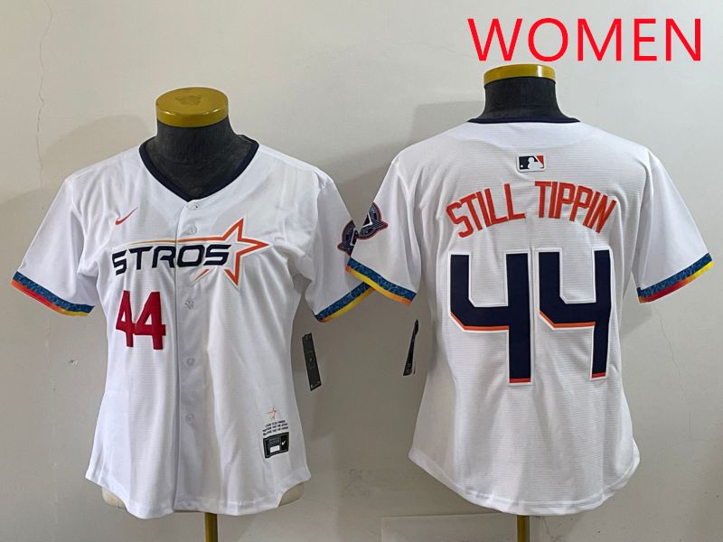 Women Houston Astros #44 Still Tippin White Four generations Joint Name 2025 Nike MLB Jersey style 5